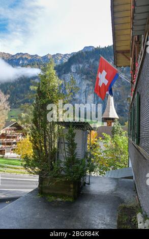 Schöne Aussicht Auf Lauterbrunnen Village In Der Schweiz Stockfoto