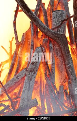 Nahaufnahme der Glut des Lagerfeuers Stockfoto