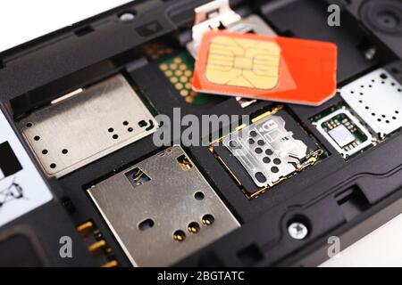 Handy und zwei sim-Karten, Nahaufnahme Stockfoto