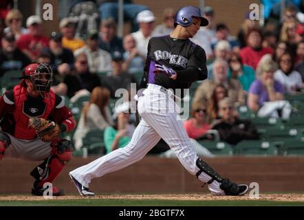 Carlos Gonzalez der Rockies, Trainieren im Frühjahr 2013 in Sports Complex Salt River Felder an der Talking Stick in Arizona. 24. Februar 2013. (© NorteP Stockfoto
