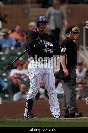 Carlos Gonzalez der Rockies, Trainieren im Frühjahr 2013 in Sports Complex Salt River Felder an der Talking Stick in Arizona. 24. Februar 2013. (© NorteP Stockfoto