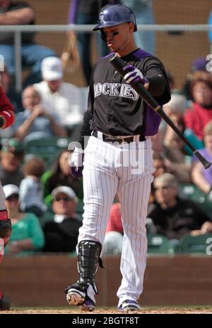 Carlos Gonzalez der Rockies, Trainieren im Frühjahr 2013 in Sports Complex Salt River Felder an der Talking Stick in Arizona. 24. Februar 2013. (© NorteP Stockfoto