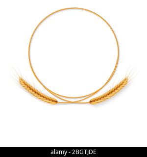Kranz mit Weizenohren. Rahmen von Stacheln. EPS 10 Stock Vektor