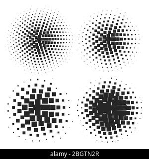 Abstrakte Halftone Elemente Logo Design Punkte. Vektorgrafik Stock Vektor