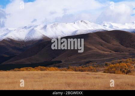 Schöne Natur in der Nähe von Twizel, Neuseeland, Südinsel, Ohau Range Stockfoto