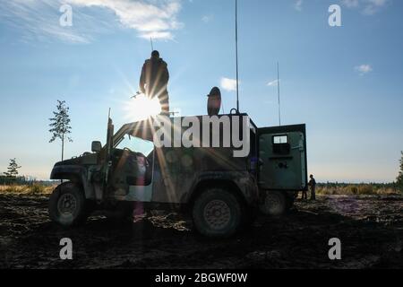 TAPA, ESTLAND - AUGUST 26: Französische Armee stellt sich Russland in die NATO Kampfgruppe in Estland, Viru, Tapa, Estland am 26. august 2017 in Tapa, estland. Stockfoto