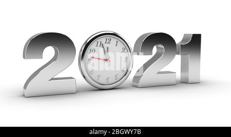 Neujahr 2021 (isoliert auf weißem Hintergrund) Stockfoto