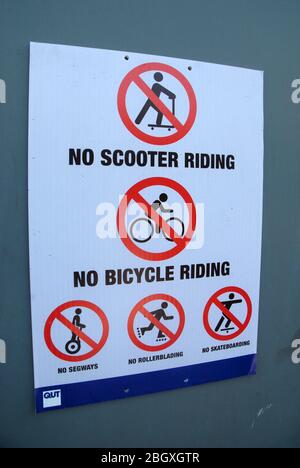 Kein Roller und kein Fahrrad-Schild, Brisbane, Queensland, Australien Stockfoto