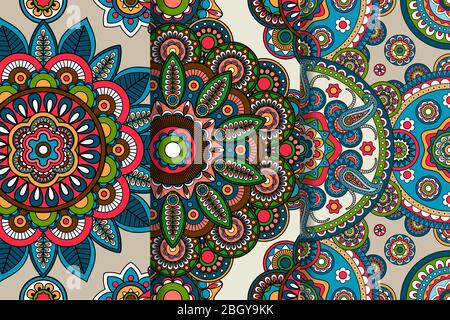 Arabisch oder Indisch Vektor nahtlose Runde Ornament-Muster Set Stock Vektor