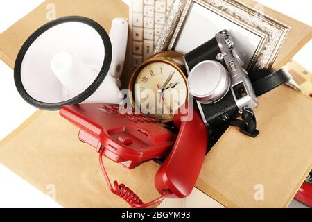 Box mit unerwünschten Sachen aus nächster Nähe Stockfoto