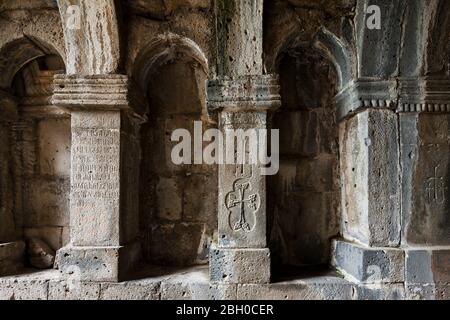 Innenansicht des Sanahin Klosters, armenische Kirche, mittelalterlicher Klosterkomplex, Sanahin, Lori Provinz, Armenien, Kaukasus, Asien Stockfoto