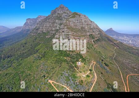 Luftaufnahme von Kings Blockhouse und Table Mountain Stockfoto