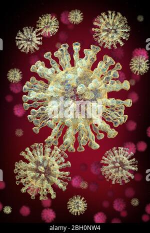 COVID-19 Virus Mikrowelt des menschlichen Konzepts Stockfoto