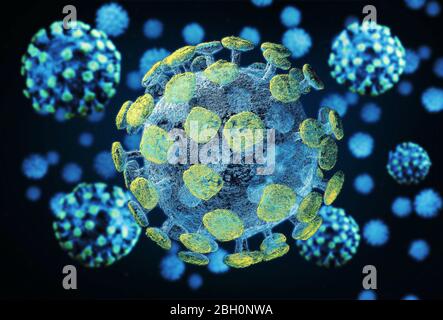 COVID-19 Virus Mikrowelt des menschlichen Konzepts Stockfoto