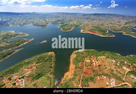 Luftaufnahme des Inanda Dam in Durban Stockfoto