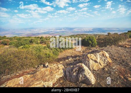 Atemberaubende Aussicht vom Mount Menara, Nordisraelien Stockfoto