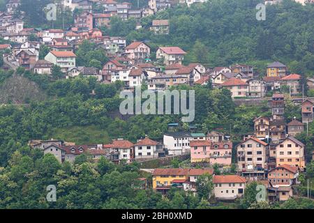 Blick über die Häuser in Sarajevo, Bosnien und Herzegowina Stockfoto