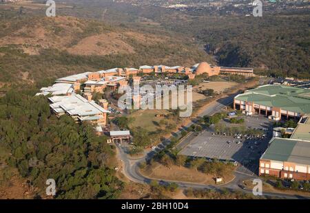 Luftaufnahme von Nelspruit City und CBD Stockfoto