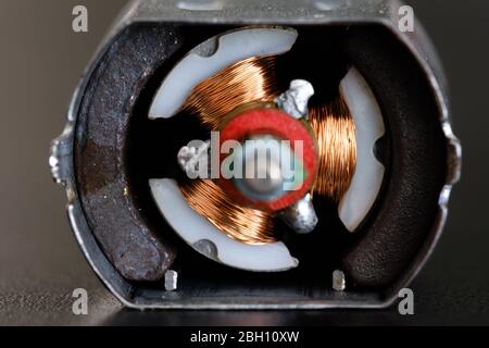 Motor Rotor, der aus der Makroansicht des Spielzeugs zerlegt wurde Stockfoto