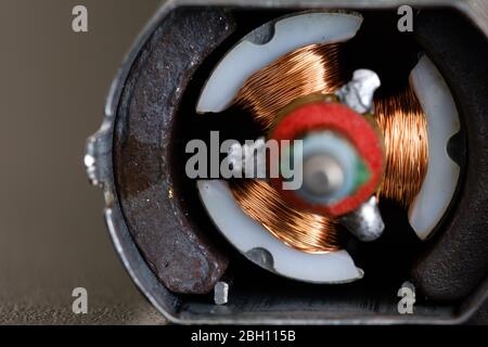 Motor Rotor, der aus der Makroansicht des Spielzeugs zerlegt wurde Stockfoto