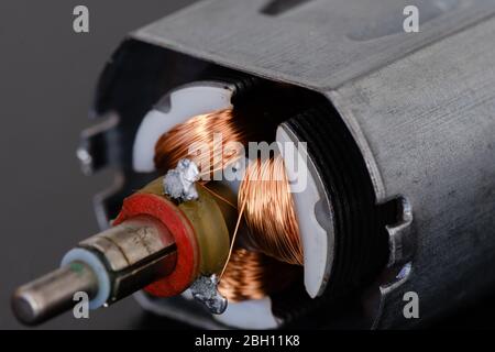 Motor Rotor, der aus der Makroansicht des Spielzeugs zerlegt wurde Stockfoto