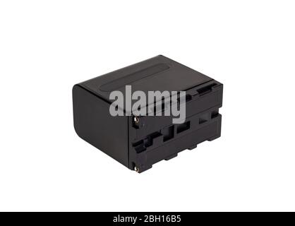 Akkuadapter für Kamera. Batteriefach. Isoliert auf weißem Hintergrund. Stockfoto