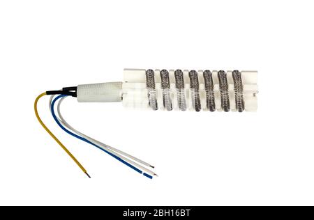 Heizelement für Heißluftpistole SMD Nachbearbeitstation. Isoliert auf weißem Hintergrund. Stockfoto
