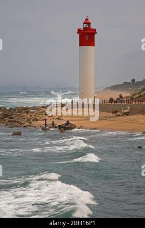 Luftaufnahme von Umhlanga Strand und Leuchtturm Stockfoto