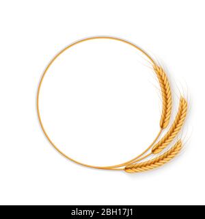 Kranz mit Weizenohren. Rahmen von Stacheln. EPS 10 Stock Vektor