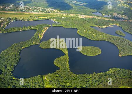 , Seen Boellertsee und Wildfoerstersee in Duisburg, 09.06.2016, Luftaufnahme, Deutschland, Nordrhein-Westfalen, Ruhrgebiet, Duisburg Stockfoto