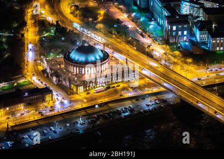 Konzertsaal, Tonhalle Düsseldorf bei Nacht, 18.01.2020, Luftaufnahme, Deutschland, Nordrhein-Westfalen, Niederrhein, Düsseldorf Stockfoto