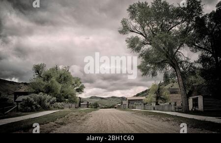 Bannack Montana entstand 1862, als Gold entdeckt wurde. Es ist jetzt eine Geisterstadt und ein Staatspark. Stockfoto