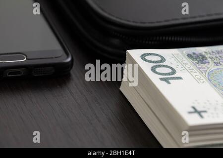 Polnische Papierwährung ist im ganzen Land gültig und ist das grundlegende und offizielle Zahlungsmittel. Stockfoto