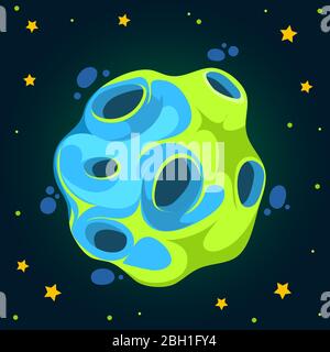 Fantasy Cartoon Planet im Weltraum. Farbe himmlischer Körper. Vektorgrafik Stock Vektor