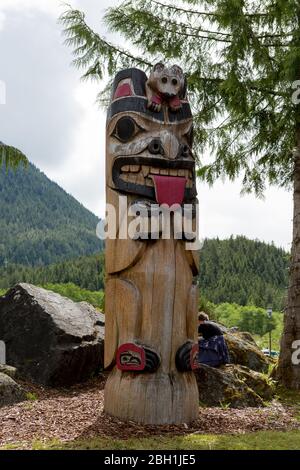 Ein Totem Pole in Alaska Stockfoto