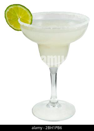 Margarita Cocktail mit Limette auf weißem Hintergrund Stockfoto