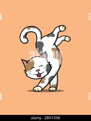 vektor Illustration von lächelnden Katze steht mit ihren vorderen Beinen Stock Vektor