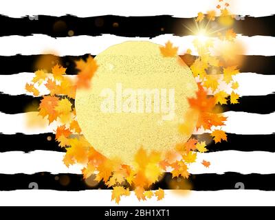 Goldring mit Herbst Ahornblätter Hintergrund. Saisonvorlage für Design Banner, Ticket, Flyer, Karte, Poster und andere. EPS 10 Stock Vektor