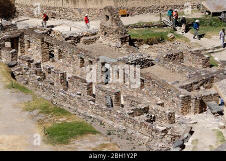 Die Stelle der ehemaligen Inka-Zitadelle in Ollantaytambo Stockfoto