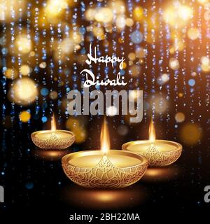 Happy Diwali Illustration des brennenden Diya. Hintergrund des Urlaubs. EPS 10 Stock Vektor