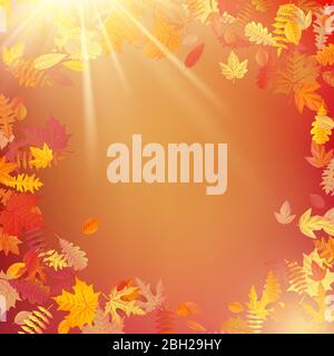 Herbst Vorlage Layout mit Blättern schmücken. EPS 10 Stock Vektor