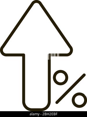 Wachsende Pfeil Prozent Geld Geschäft finanzielle Investitionen Vektor Illustration Linie Stil Symbol Stock Vektor