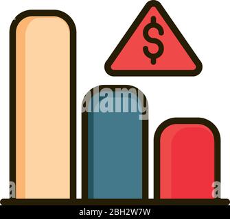 Statistik-Diagramm bar Geld Finanzgeschäft Aktienmarkt Vektor Illustration Linie und füllen Symbol Stock Vektor