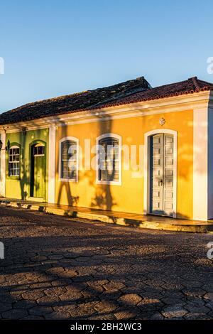 Häuser im Kolonialstil im historischen Zentrum von Ribeirao da Ilha. Florianopolis, Santa Catarina, Brasilien. Stockfoto