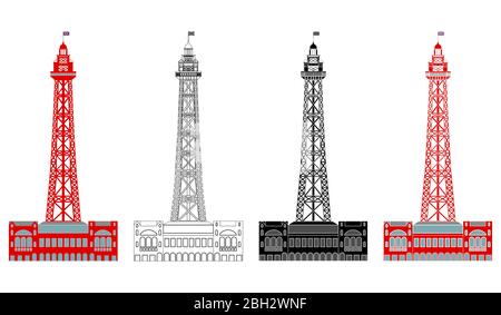 Blackpool Tower im Vorderansicht Stock Vektor