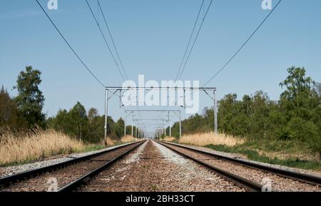 Bahnschienen Landschaft. Frühlingszeit. England Stockfoto