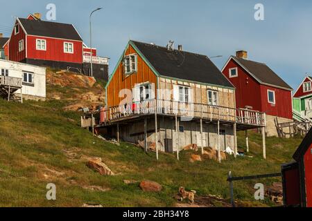 Traditionelle Holzhäuser in Upernavik (Grönland) Stockfoto