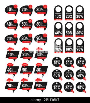 Dynamische moderne zum Verkauf Tag. Flash Sale Label Vorlage Design, Flash Sale spezielle Tag-Set. Rabattaufkleber für Werbeaktion. Stock Vektor