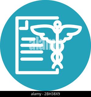 Dokument Bericht caduceus Medizin und Gesundheitswesen Vektor Illustration Block Stil Symbol Stock Vektor