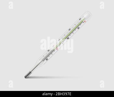 Medizinische Quecksilber Thermometer auf transparenten Hintergrund. Realistische Temperatur-messgerät. Vector Illustration Stock Vektor